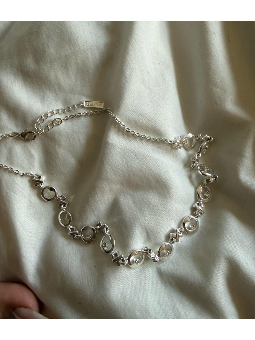 Silver Napier Circle Link Necklace - Women Jewelry